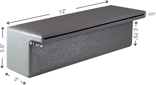 Miniatura 38 de Tomaso - Soporte de pared de 36 pulgadas de ABS en cascada de agua transparente para spillway para piscina, spa, plástico gris (36 pulgadas)