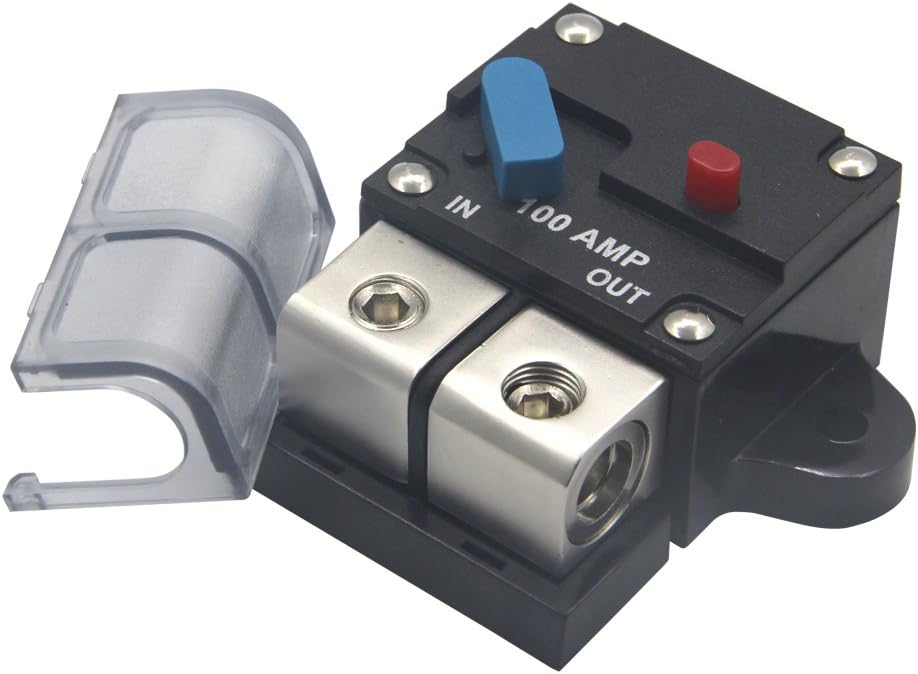 ZOOKOTO 12-24 Volt DC 80A Circuit Breaker, 0 or 4 Gauge Trolling Motor Auto Car Marine Boat Bike Stereo Audio Inline Fuse Holders Inverter (80A)