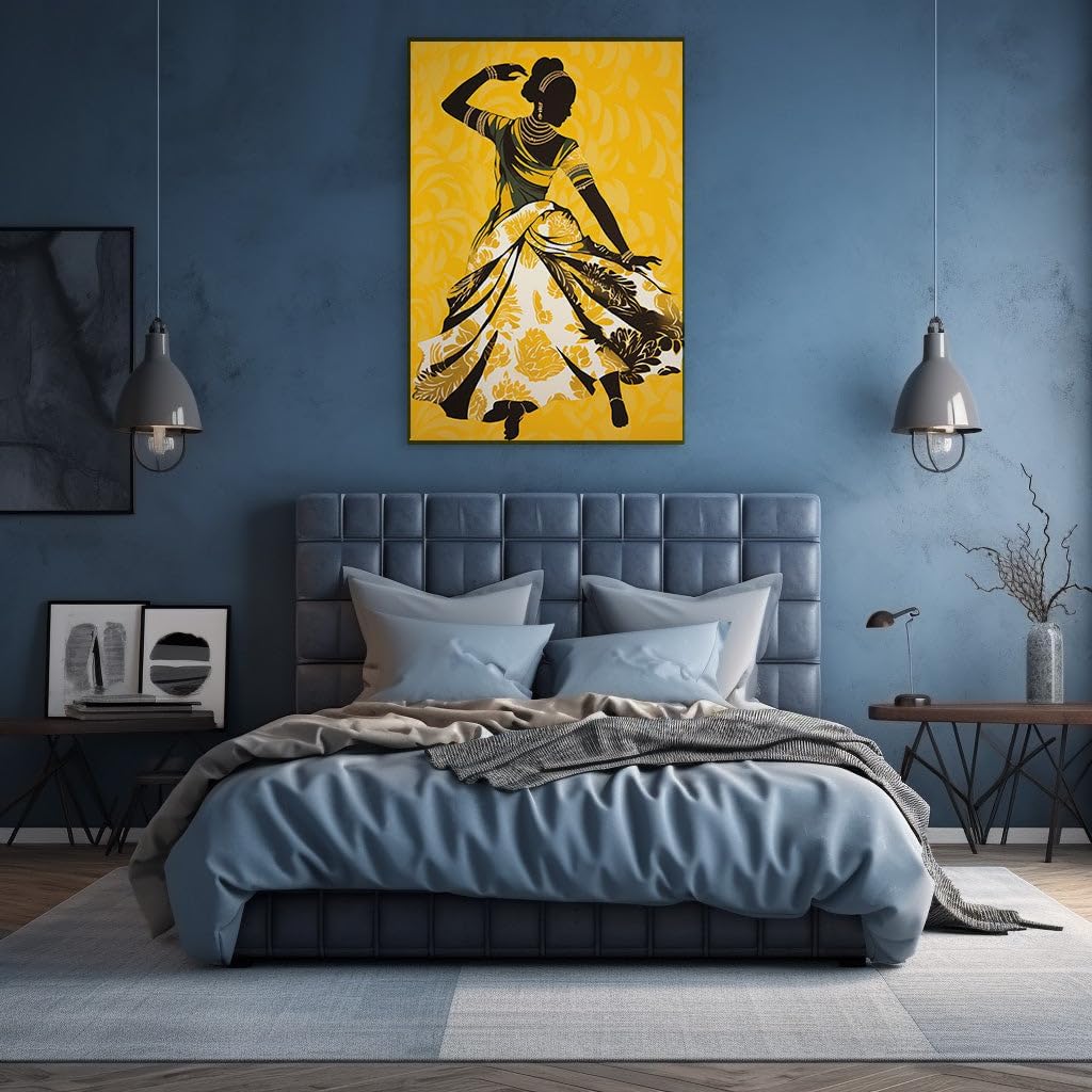 Canvas for Living room. Elegance in Motion: The Vibrant Tapestry of a Traditional Indian Dance, 27 x 18 inch Canvas Wall Art - Contemporary Masterpieces - Modern Home Decor - 69x46 cm (27x18 inch)