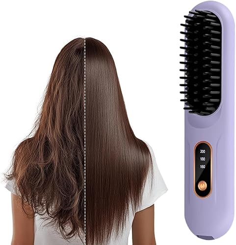 Go Brush Pro 2026 Nuevo cepillo alisador de cabello, cepillos alisadores portátiles para viajes con pantalla LCD de temperatura, mini cepillo de