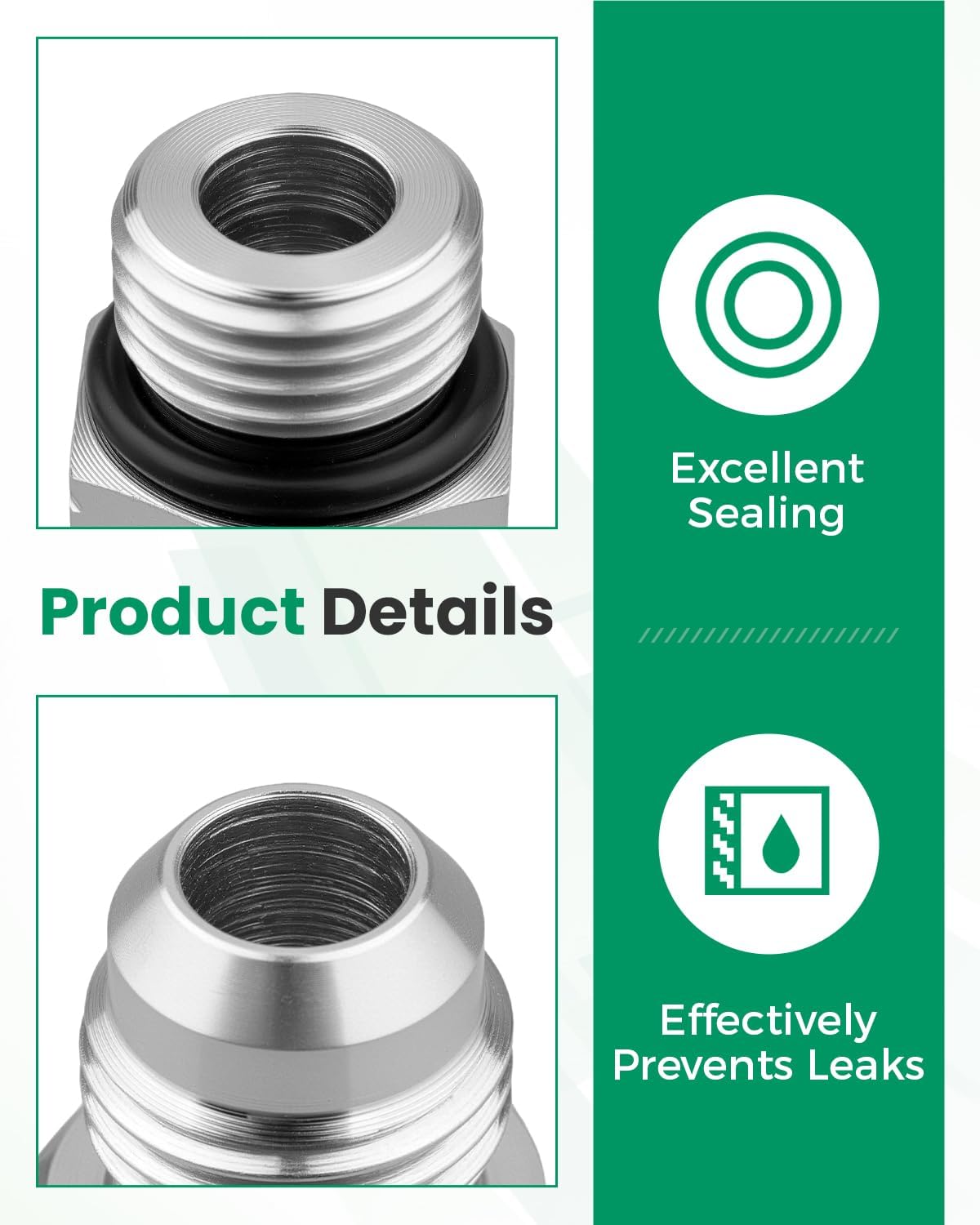 Straight Hydraulic Hose Adapter Fittings, 3/8" JIC 37° Male x #6 SAE/ORB Male, 3/8" Male JIC (9/16"-18 thread) x 3/8" Male ORB (9/16"-18 thread), Replace 6400-06-06, 16 Pcs