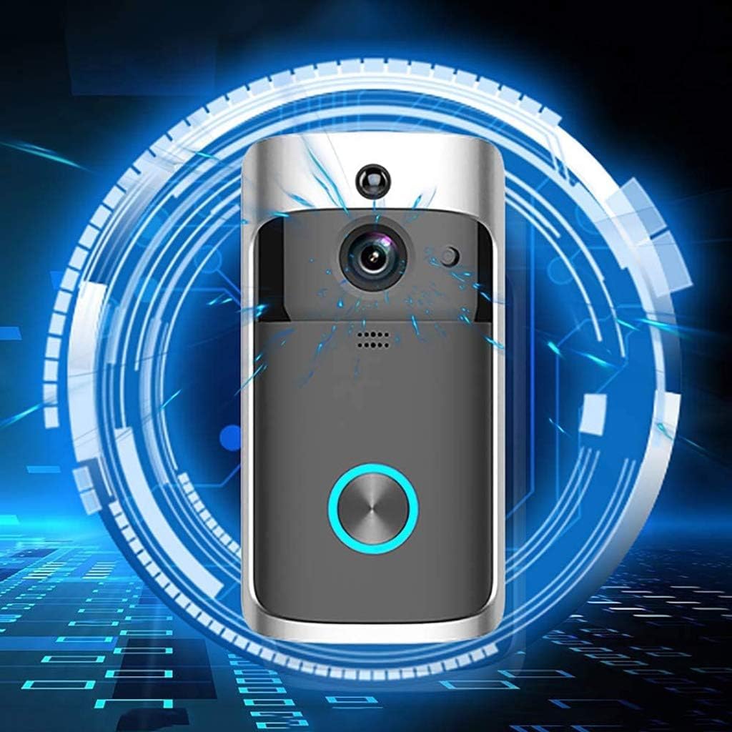 Timbre con vídeo, Timbre Inteligente, cámara de Seguridad WiFi, bidireccional, vídeo con detección de Movimiento PIR, Control de aplicación remota (Color : Nero)