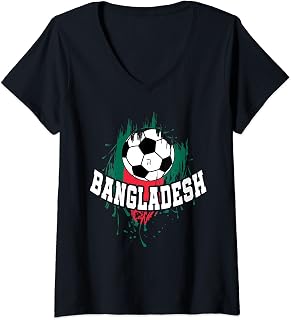 Womens Bangladesh Soccer Bangladeshi Football Bangladesh Futbol V-Neck T-Shirt
