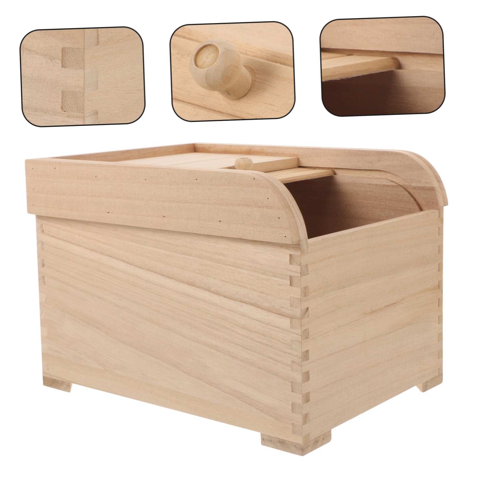ULTECHNOVO Bac de Stockage pour Riz en Bois avec Couvercle, Seau Alimentaire 5Kg, Garde Grains Propres et Secs, Cuisine
