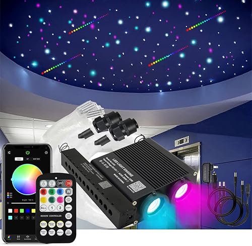 Vista 14 de AKEPO - Luces de fibra óptica de doble cabezal RGBW de 32 W, control de aplicación de diferentes colores, 750 piezas de fibras ópticas mixtas en 9.8