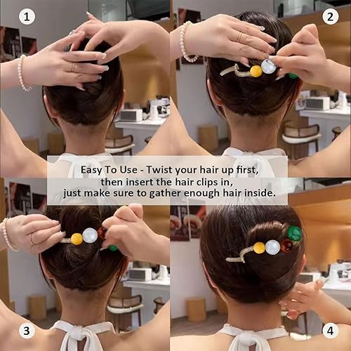 Vista 60 de Ahoney 4 pasadores de perlas para mujer, pinzas francesas 4.2 con perlas elegantes para cabello grueso (plata + dorado)