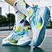 KIUSMETY Women's Men's Basketball Shoes Breathable Comfortable Leightweight Fashion Non Slip Sport Outdoor Sneakers for Woman Man Blue Size 9