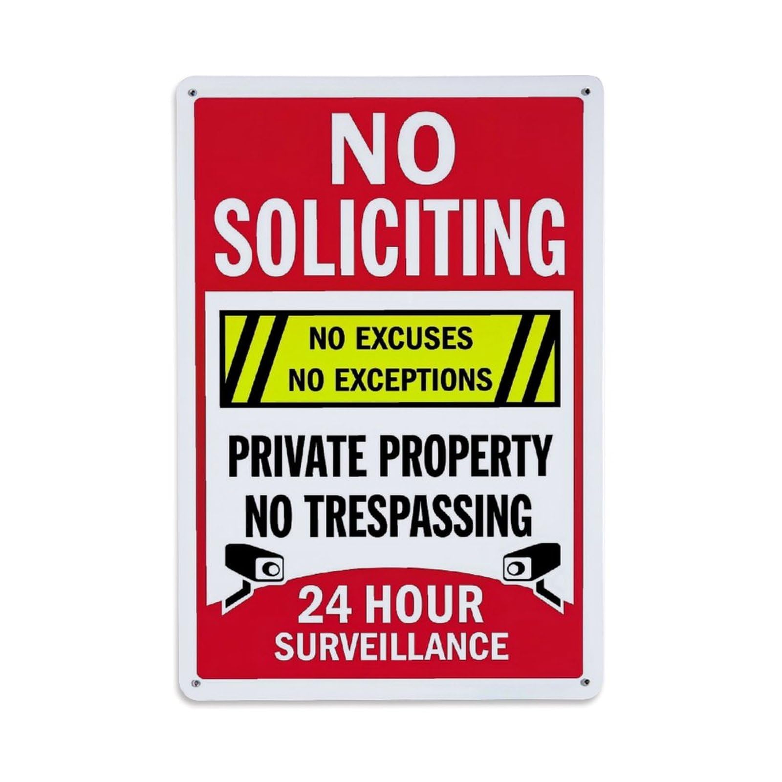 Jdfenggu Vintage No Solicting Private Property Surveillance Sign Retro Metal Tin Sign, Decor Art Poster For Bar, Home, Man Cave, Kitchen, Laundry Room Gift 8X12inch