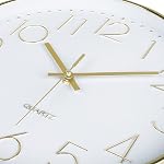 Lafocuse 12 Inch Gold Wall Clock Silent Non Ticking with 3D Numbers, Modern Gold Clocks Battery Operated Horloge Murale for Living Room Bedroom Kitchen