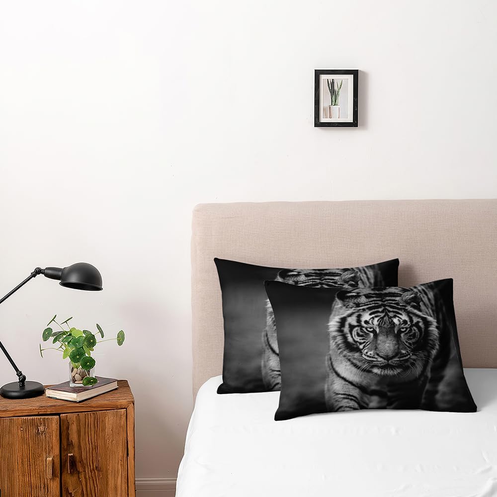 Animal Bedding Sets Queen Size Tiger Art 1 Duvet Cover with 2 Pillowcases 3 Pieces Bed Set for Boys and Girls Bedroom