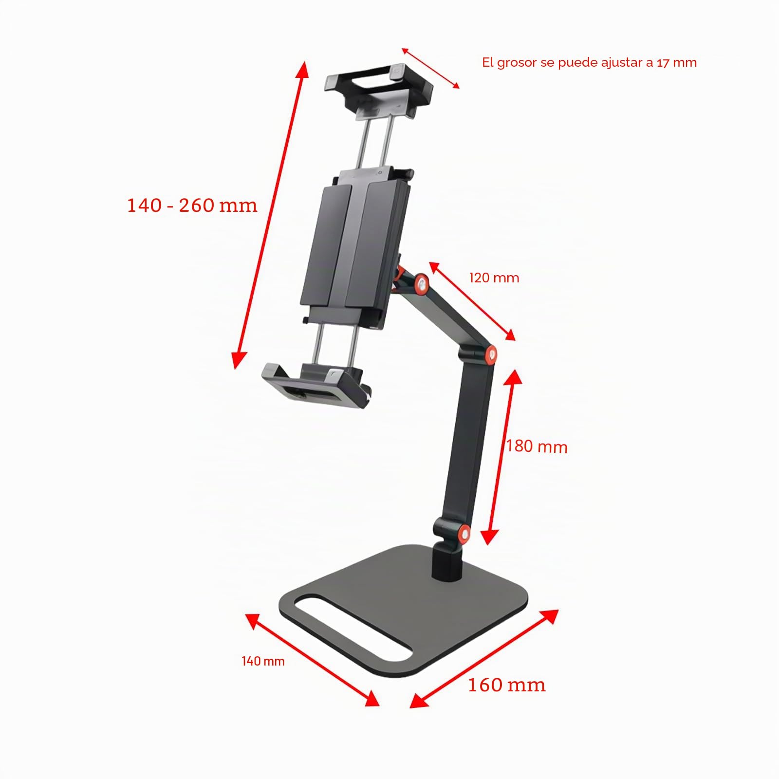 Leikurvo Soporte para tablet para pantallas de 6 a 17,3 pulgadas, soporte de mesa ajustable en 360°, altura ajustable, soporte portátil para tabletas y teléfonos móviles, giratorio, plegable