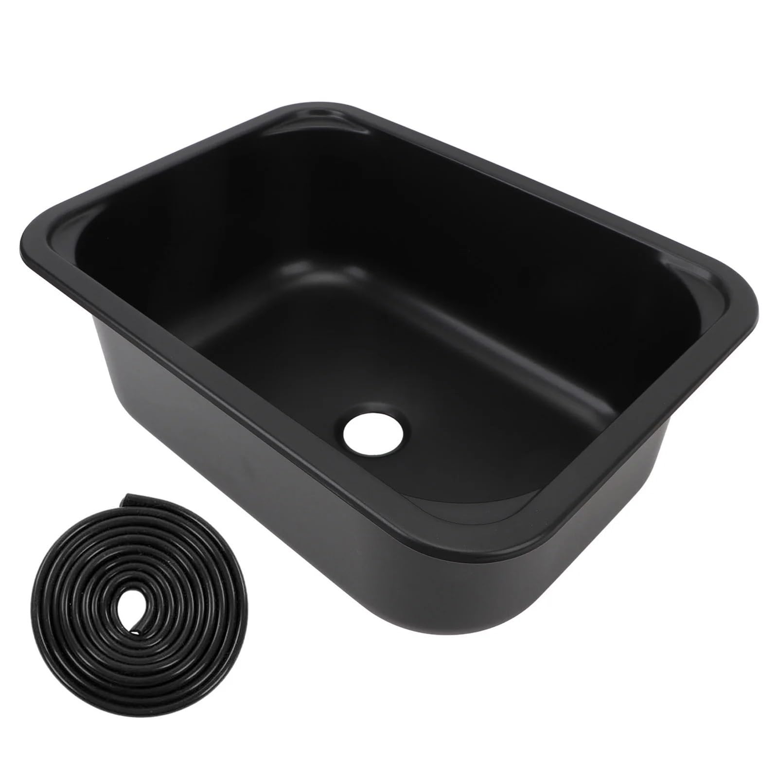 Yonmledo Black Rv Stainless Steel Wash Sink Rv Sink 12L 15 X 11 X 5.7In Single Bowl Stainless Steel Sink With 40Mm Drain Hole For Boat Caravan Rv Camper Wash Basin Sink