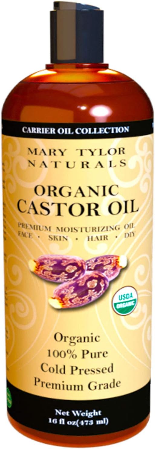 Organic Castor Oil 16 oz — USDA Certified by Mary Tylor Naturals — Cold Pressed, Hexane Free, 100% Pure and Natural
