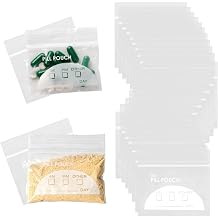 100pcs Plastic Pill Organizer Bags 3" X 2" 3 Mil, Small Ziplock Bags for Pills Travel Pill Pouch Medicine Storage Pouches Disposable Medicine Bag Count Locking Pill Bag with Write on Labels