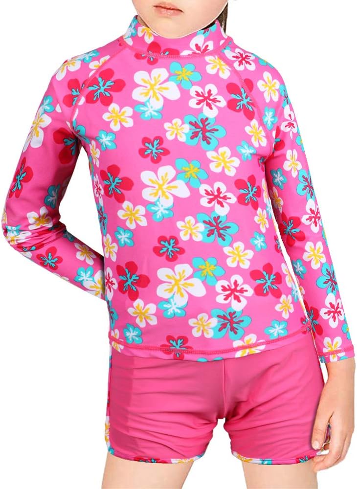 TFJH E Girls Long Sleeve Swimsuits Rashguard Sets Sunsuits UV 50+ Two Piece 3-12Y - Image 2