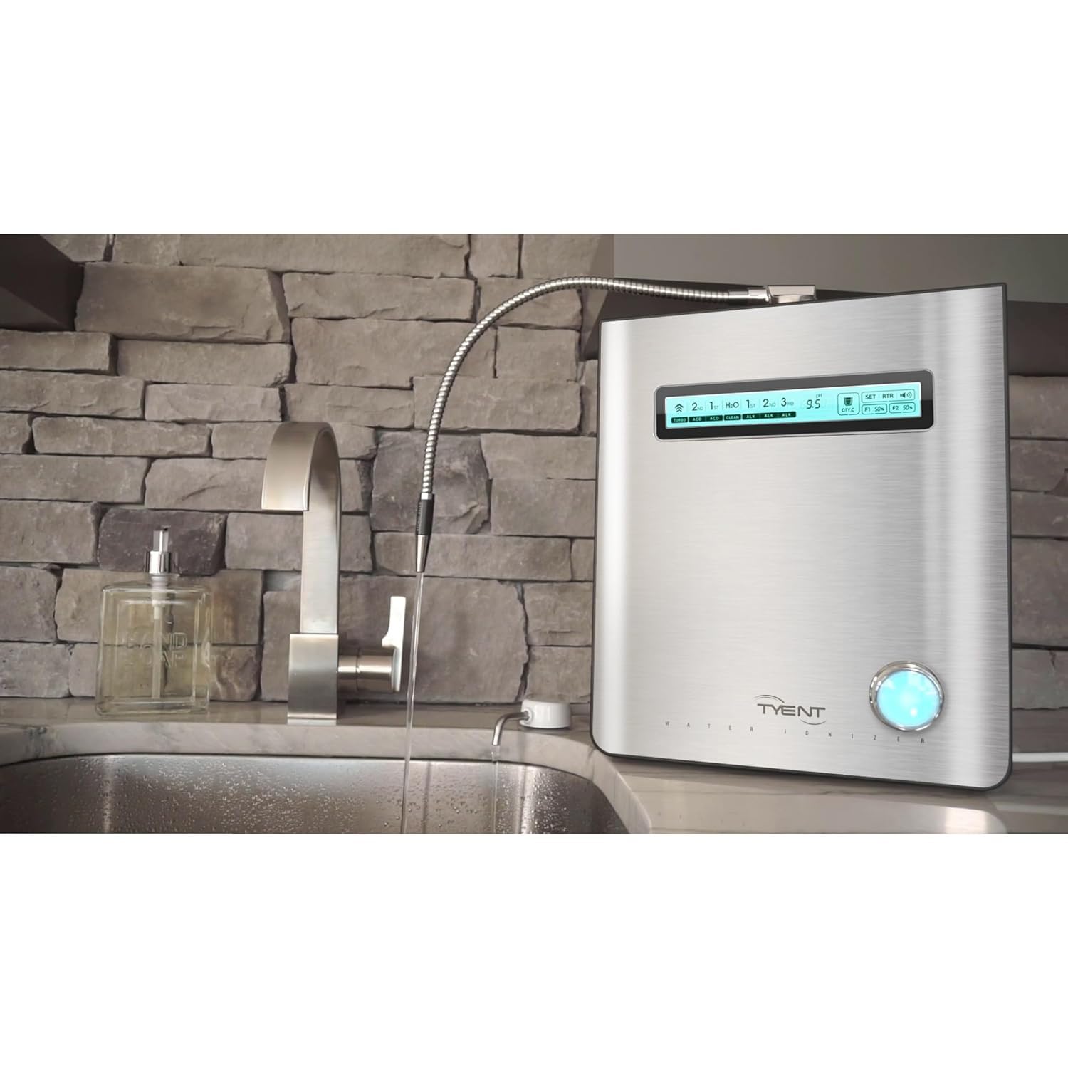 Tyent Edge 9 Turbo Water Ionizer - Dual Filtration System-Hydrogen Enhanced Water Purification - Adjustable pH Settings with Turbo Mode - Touchscreen Interface & Auto-Flow Stop - Advanced Filtration