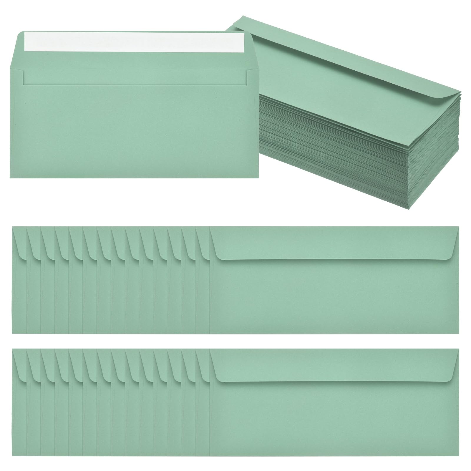 PATIKIL 100 Pack Grass Green #10 Business Envelopes, Colored Self Seal Letter Size Envelopes for Business Mailing Office Checks Invitation, 24.1 x 10.5 cm