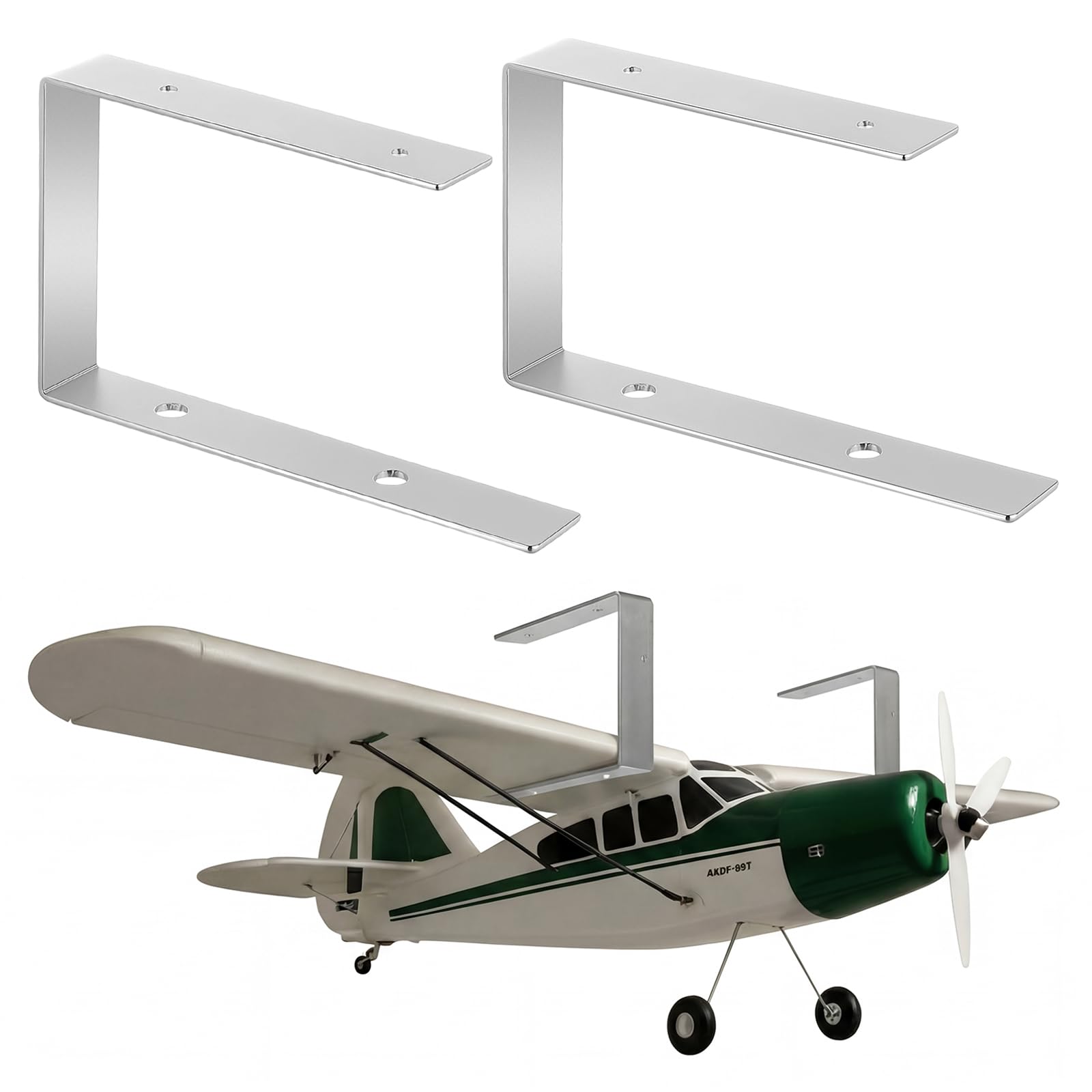 LEIFIDE 1 Pair Rc Plane Stand Wall Mount, Heavy Duty Metal Hanger Holder for Small & Medium Rc Airplane Models - Space-Saving Storage with Adjustable Arms (Includes Screw Accessories)