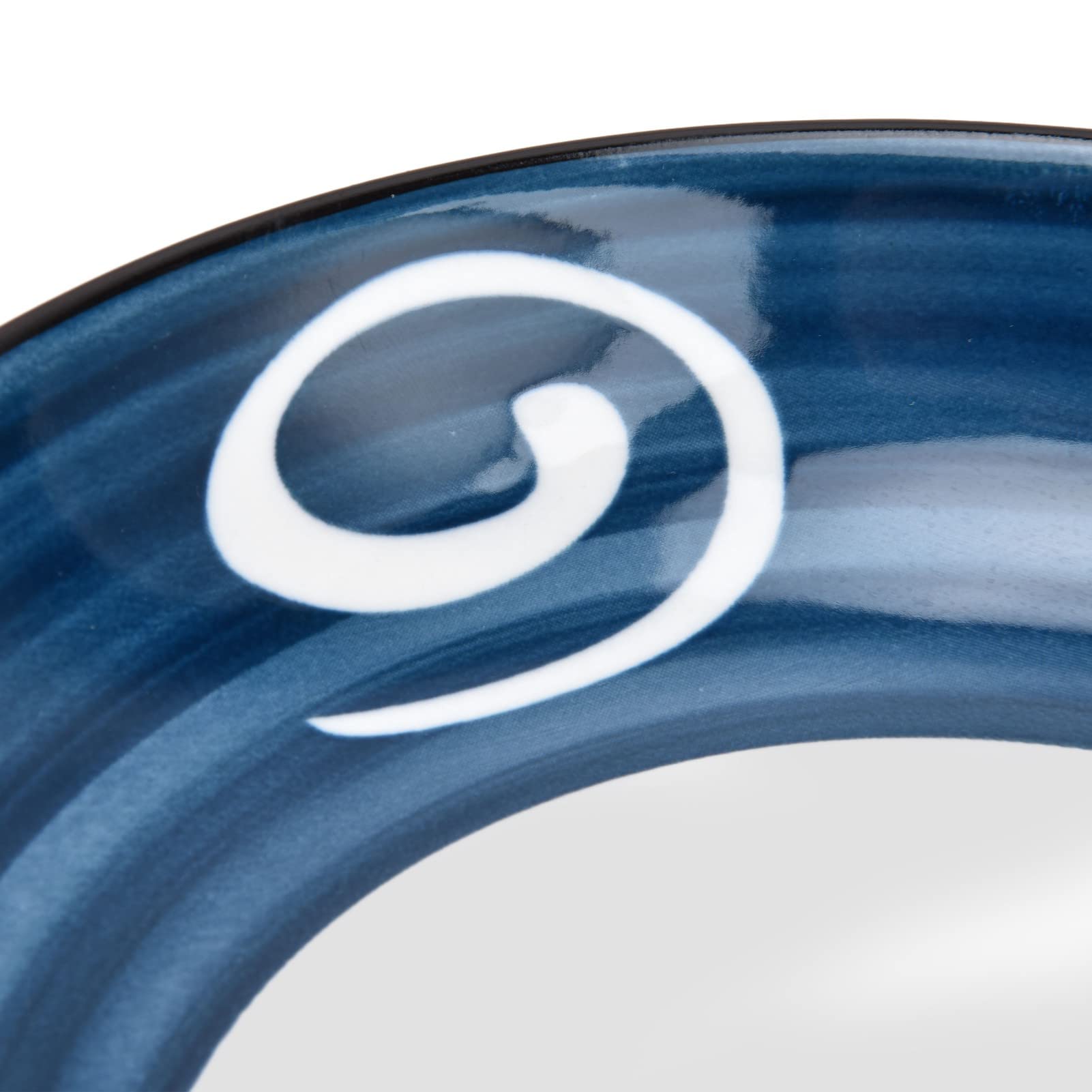 Fdit Ensemble de 4 Bols Japonais en Porcelaine à Motif Bleu et Blanc pour Soupe, Salade, Pâtes, Lavables au Lave-vaisselle et, Bols en Céramique de Style Japonais 7,28 Pouces