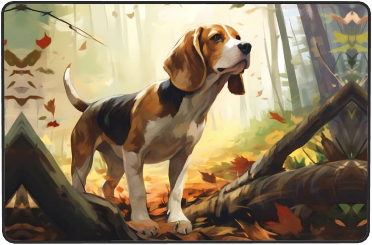 Tame Beagle Printed Anti-Slip Floor mat Carpet Rug 72"x48" for Living Room Office Coffee Table Bed Balcony