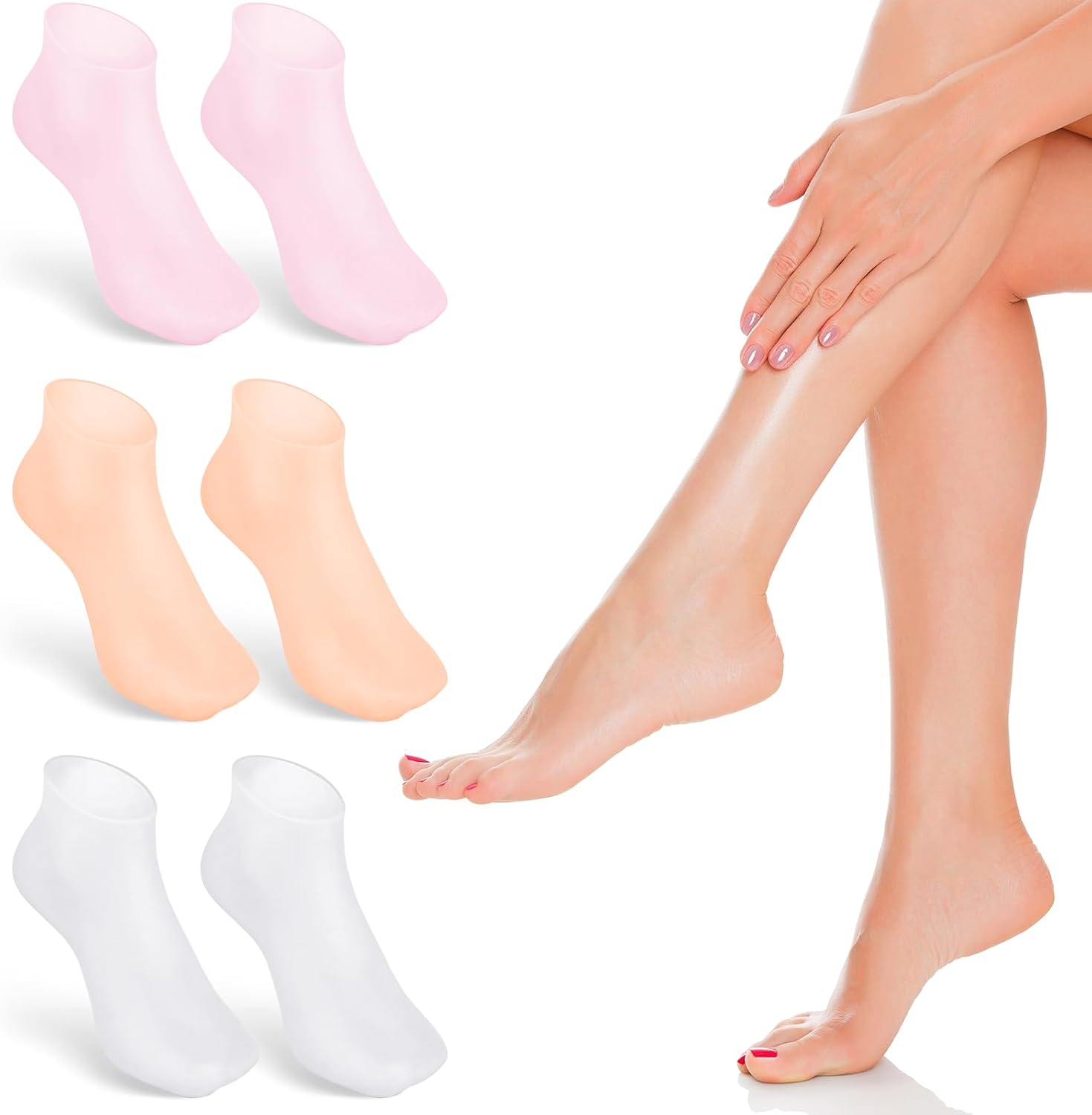 ALMOSTHOME 3 Pairs Rubber Socks Women Soft Silicone Socks