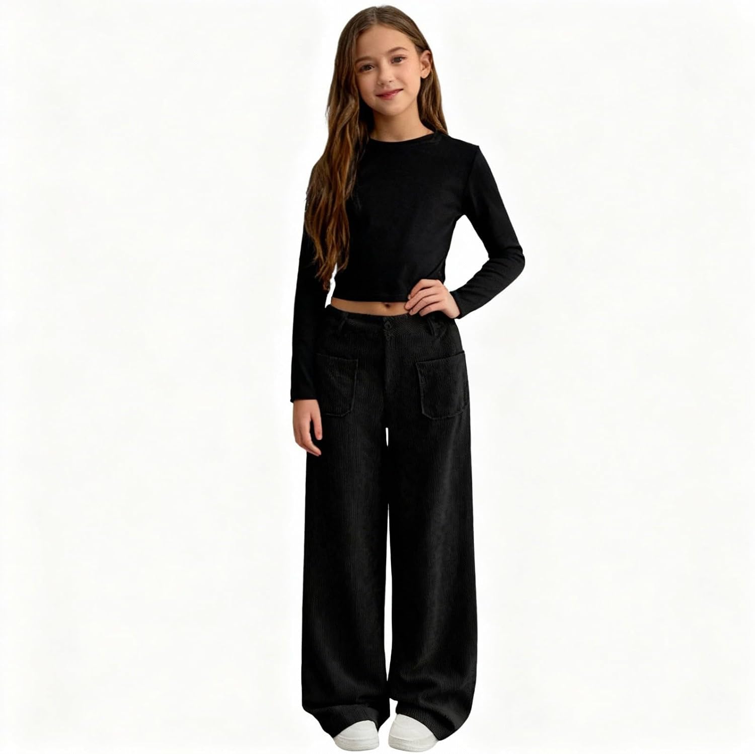 Girls Sweatpants 5 to 16Y Baggy Barrel Pants Teen Wide Leg Open Bottom Casual Drawstring Soft Sweat Pants with Pockets