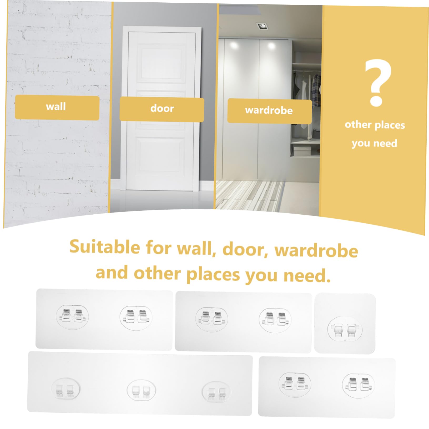Mipcase 5 Set Ganci Adesivi Trasparenti Per Parete Resistenti Foratura Per Bagno Cucina Camera Da Letto Supporto Fissaggio Forte Su Superfici Lisce Come Marmo 12 Pezzi*5