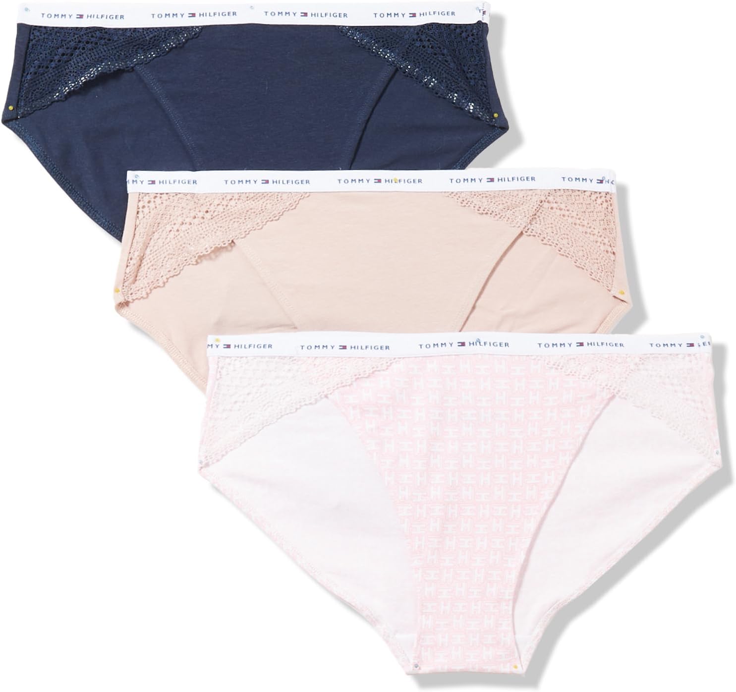 Tommy Hilfiger womens Cotton Lace Bikini Underwear Panty, Multipack