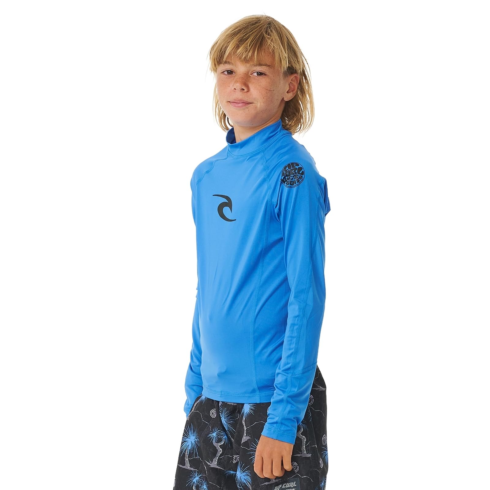 Rip Curl Blue Gum Kids Waves Upf Long Sleeve Rash Vest - 8Y