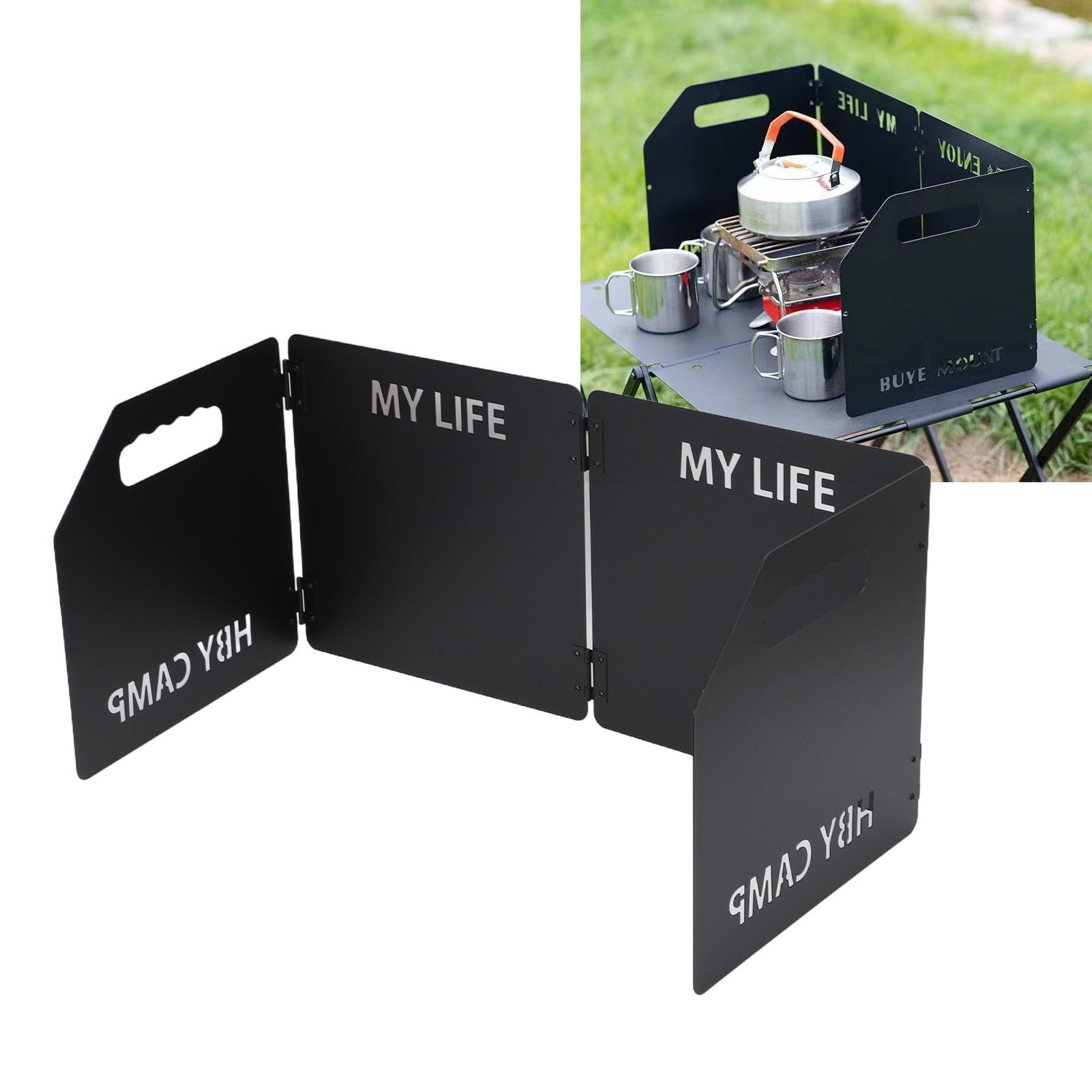 Pantalla Cortavientos para Cocina de Campamento Plegable, Acero