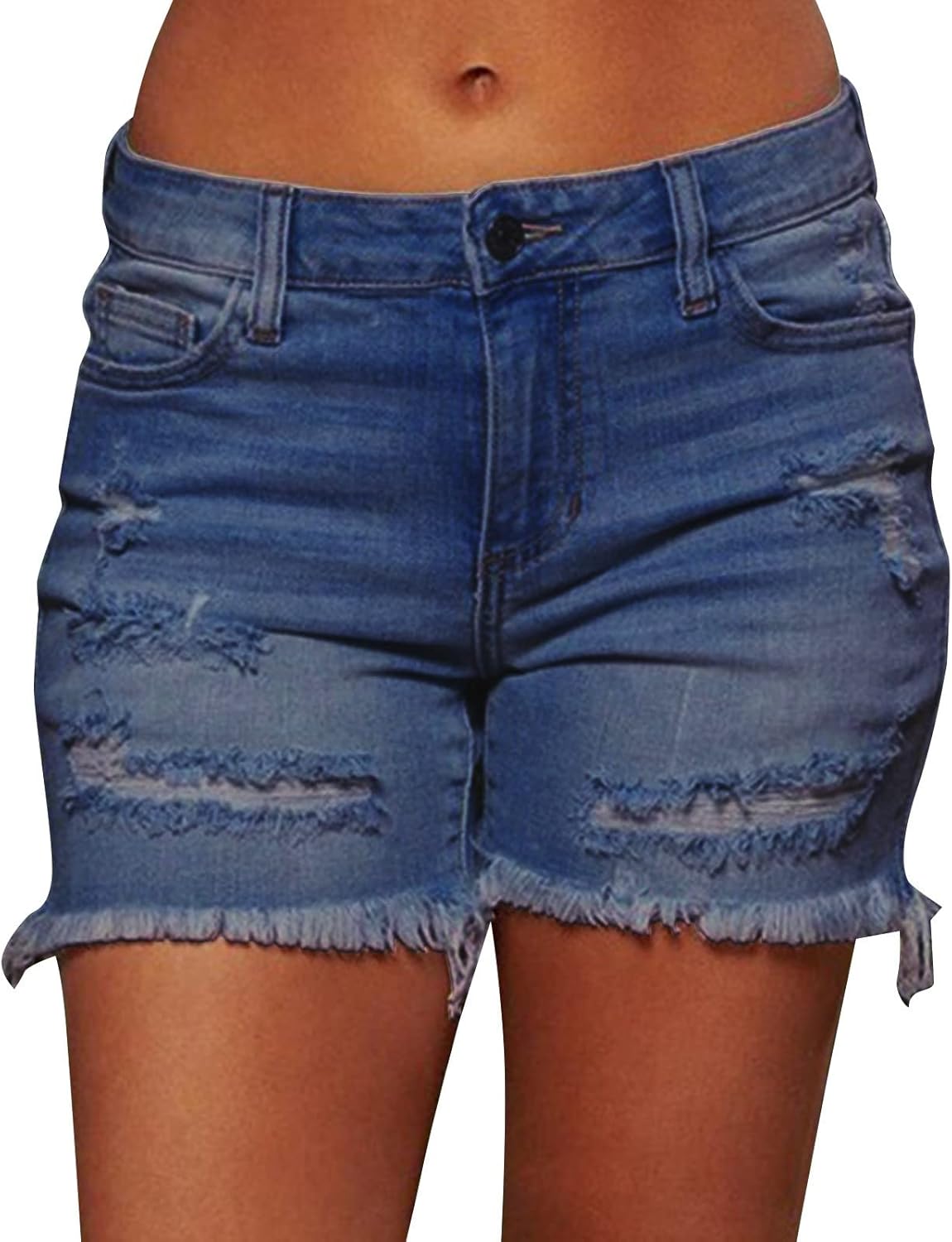 ZYUEER Short Jeans Femme Short En Jean Taille Basse Dechiré Troué Sexy