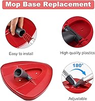 Vista 3 de Mango de trapeador para O Cedar, 2 bases de trapeador giratorio para Ocedar, mango de poste de fregona ajustable de 30 a 58 pulgadas y parte de base