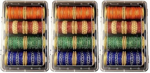 Clear Plastic Bangle Box with Adjustable Rods Multipurpose Jewellery Organizer for Bangles Bracelets Watches Storage Box (...