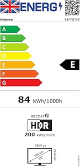 Hisense 65" 65A7QTUK QLED Smart AI TV - 4K Direct Lit Viewing, Quantum Dot Colour, Hi-View AI Engine, Built in Subwoofer, Dolby Vision, Dolby Atmos with with Freely, Disney +, YouTube, Netflix