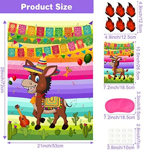 ASTARON Pin The Tail on The Donkey Mexican Donkey Game for Cinco De Mayo Party, Mexican Party Fiesta Themed Party, Kids Birthday Supplies - 2