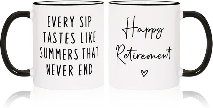 Aurahouse Retirement Gifts for Women and Men, Happy Retirement Coffee Mug | Every Sip Tastes Like Summers That Never End, Retired Gift for Coworker, Boss, Teacher or Nurse, 11oz