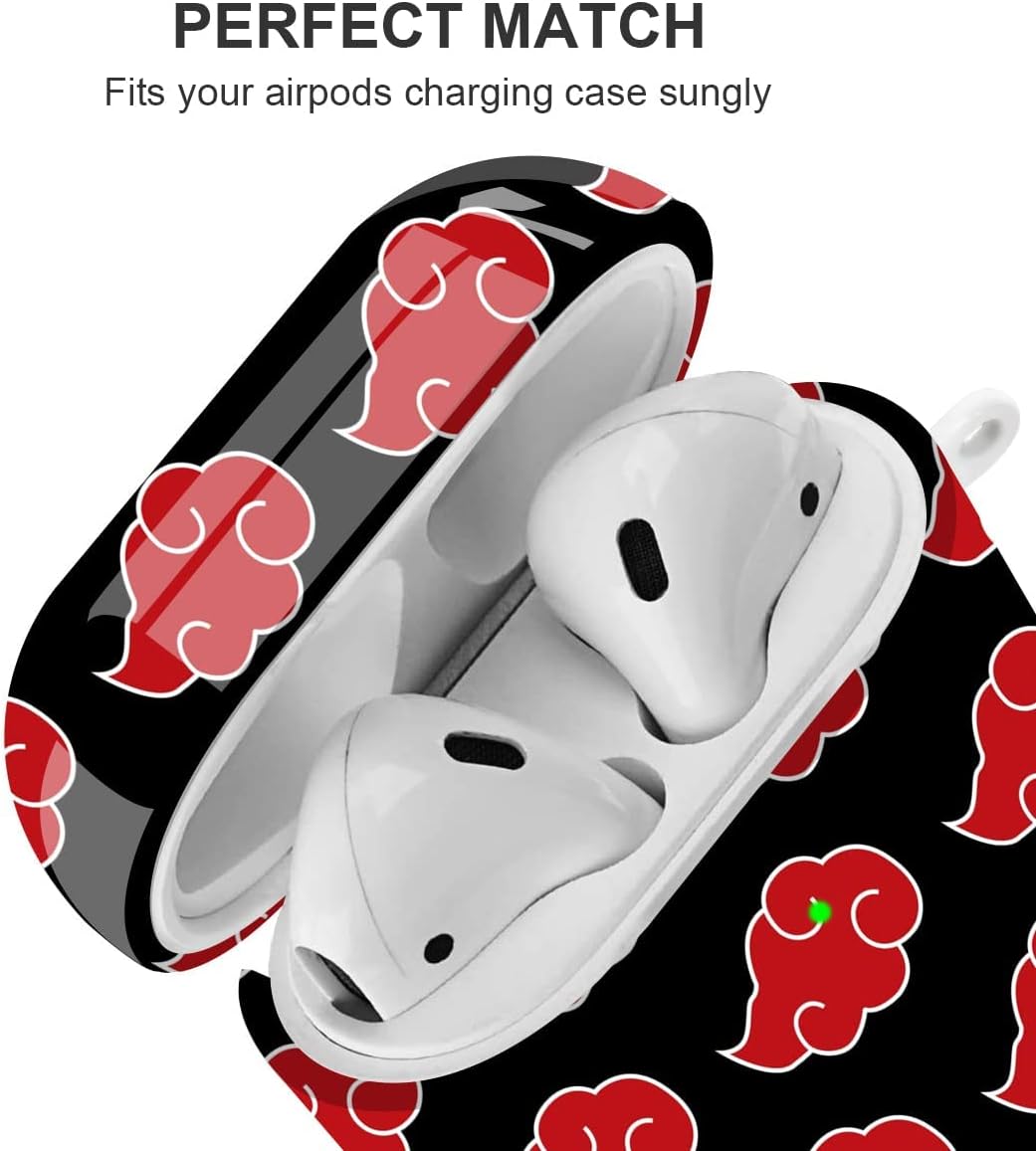 Maxjoy Compatible AirPods Case Cover, Red Cloud Cool Air Pod 2 Cute Case Hard Shell with Keychain Protective Shockproof Cover Compatible with Apple AirPods Charging Case 2&1, Red + Black