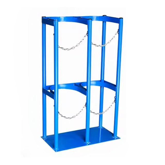 Trolley Oxygen Tank Holder Medical Oxygen Cylinder Bracket with Fix Chains Coated Finish Co2 Cylinder Storage Rack Floor