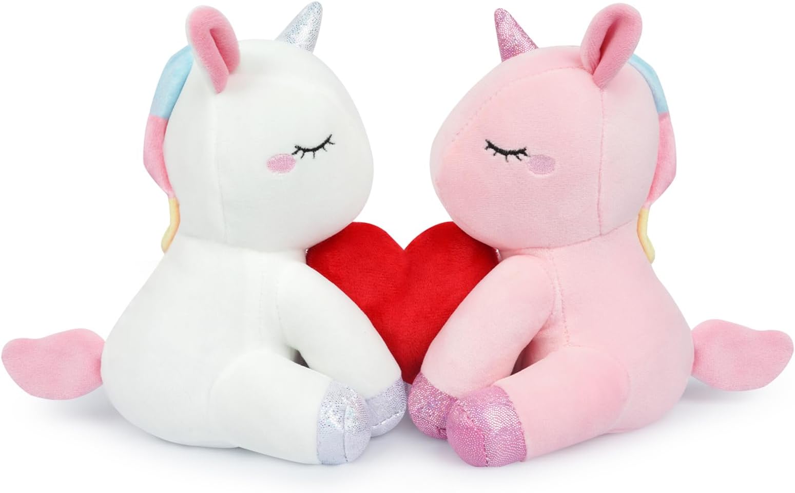 MUFEIRUO Valentine's Day Stuffed Animal Hugging Valentine's Day Plush Unicorns Toy, Cute Hugging Plush Unicorns Stuffed Animal Valentine's Day Gift for Her Him (White+Pink)