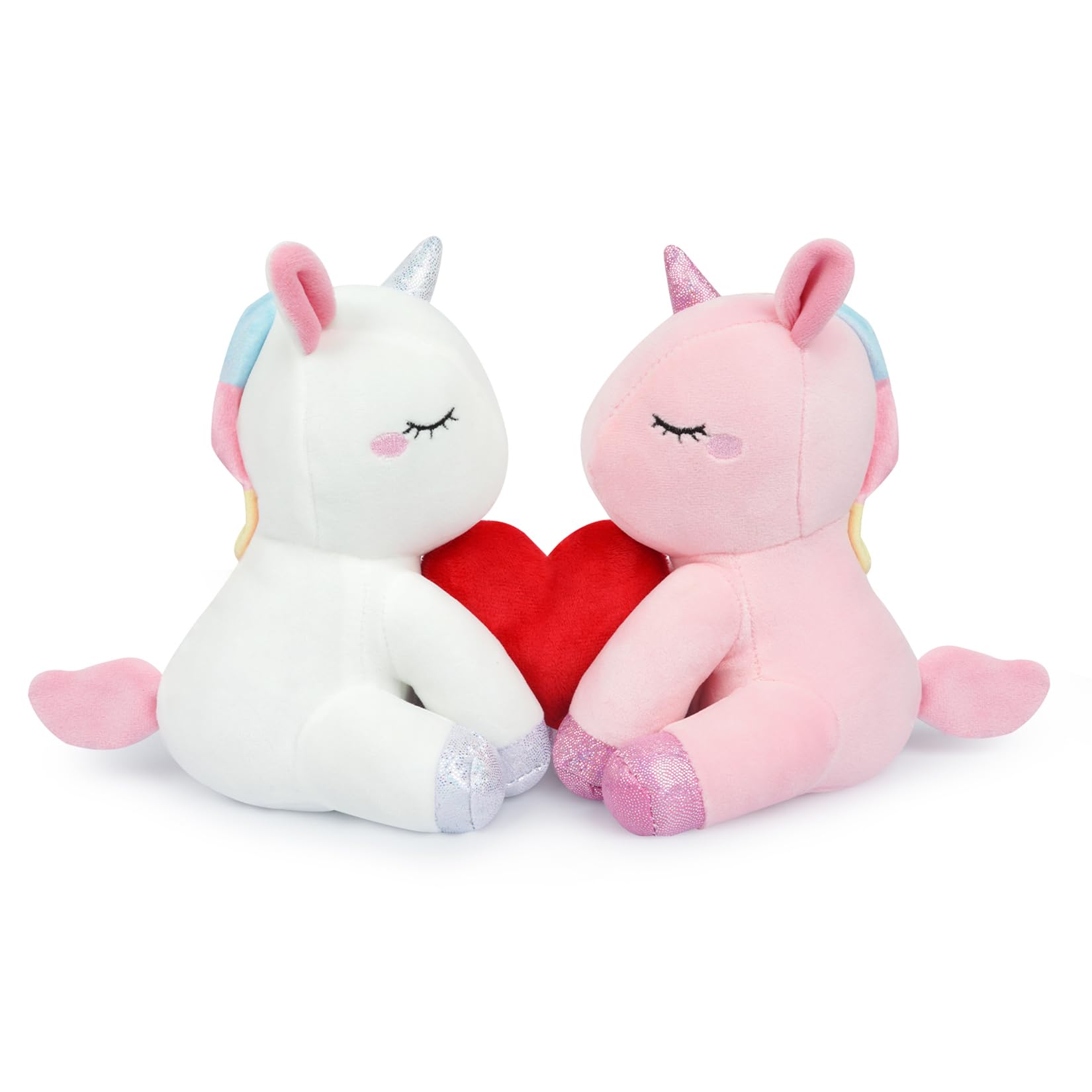 MUFEIRUO Valentine's Day Stuffed Animal Hugging Valentine's Day Plush Unicorns Toy, Cute Hugging Plush Unicorns Stuffed Animal Valentine's Day Gift for Her Him (White+Pink)
