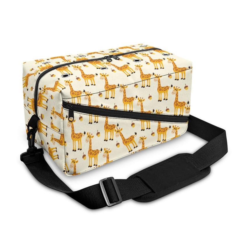 Kuiaobaty Cute Giraffe Print Knitting Tote Bag Cartoon Animals Yarn Wool Crochet Hook Needles Accessories Organiser, Yellow Sewing Bag - Image 3