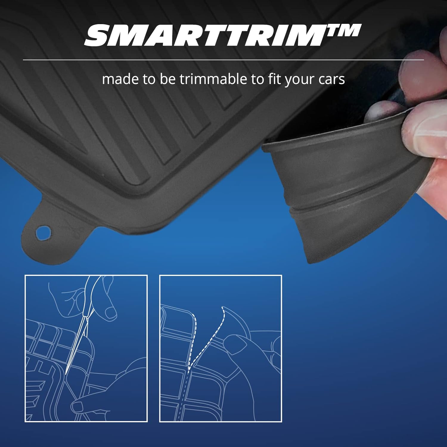 Michelin All-Weather Car Floor Mats Heavy Duty Floor Mats Protection, 4 pcs, Smart Trim Tailor Fit, Clint Back, Secure GripClip, Full Coverage Odorless Non-Slip Car Floor Mats – FL1018 Gray