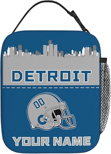 Miniatura 3 de Bolsa de almuerzo de Detroit personalizada, regalo para fanáticos, caja de almuerzo de fútbol con número de nombre, bolsa de almuerzo aislada