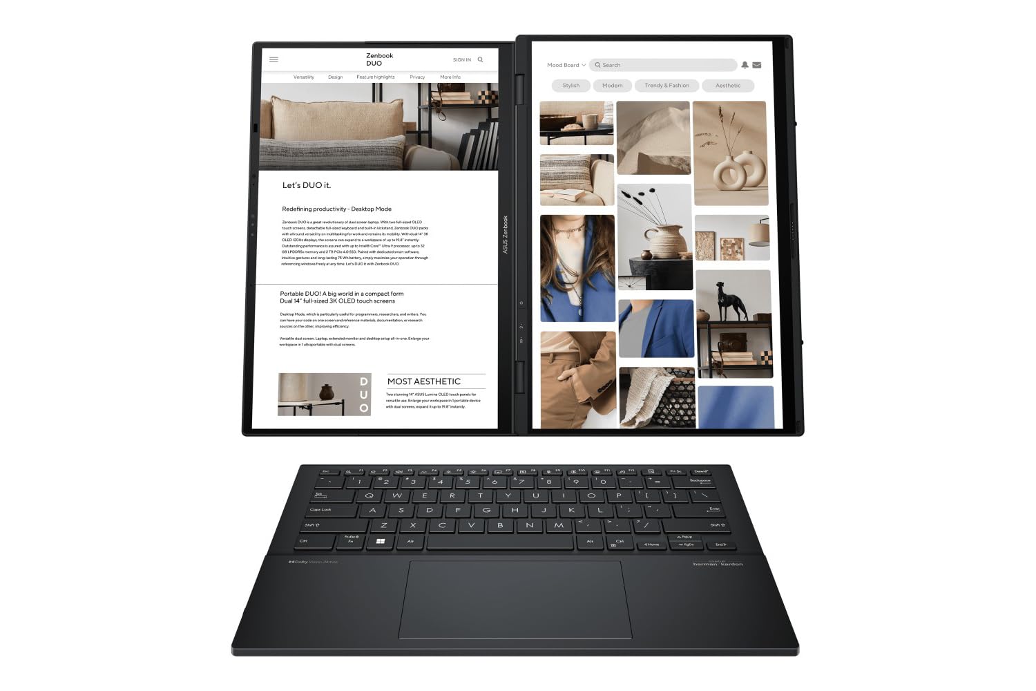 ASUS Zenbook Duo UX8406CA-PZ011W 14 Pouces 3K OLED 120Hz Pc Portable (processeur Intel Core Ultra 9 285H, 32GB LPDDR5X, 1TB SSD, Intel Arc Graphics, Windows 11 Home) – Clavier AZERTY