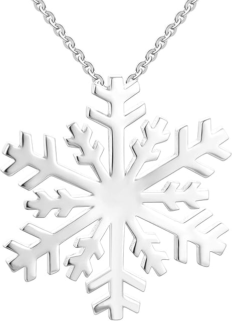 JO WISDOM Large Snowflake Necklace,925 Sterling Silver Frozen Snowflakes Pendant Necklace,Christmas Jewellery for Women