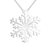 925 Sterling Silver White&sol;Blue CZ Winter Frozen Large Snowflake Necklace Pendant