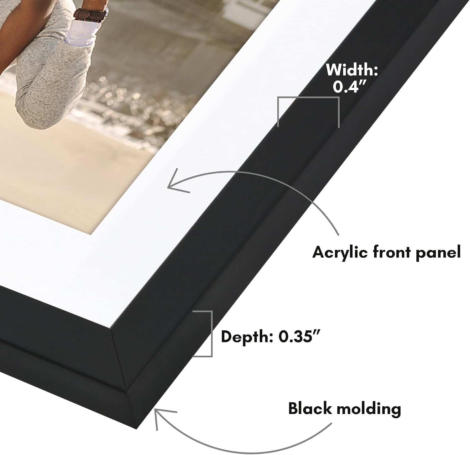 Americanflat 5x7 Magnetic Picture Frames for Refrigirator - Set of 3 - Acrylic Panels with Back Magnet - Use as 4x6 Frame with Mat or 5x7 Photo Without Mat - Magnetic Frames for Locker Decor - Black