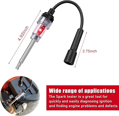 Miniatura 2 de Kewucn Probador de bujías en línea, probador de encendido de motor de enchufe, cortacésped de motocicleta para automóvil, herramienta detector de