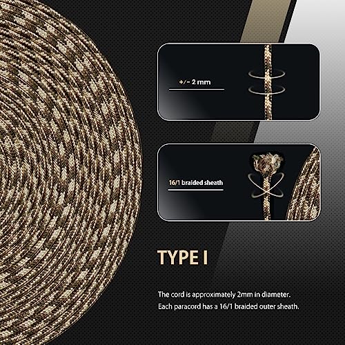 Abma Cord Paracord 100 lbs 2mm 100% Nylon 30M - Desert Storm, Military-desert Storm, 30 Meters - Image 4