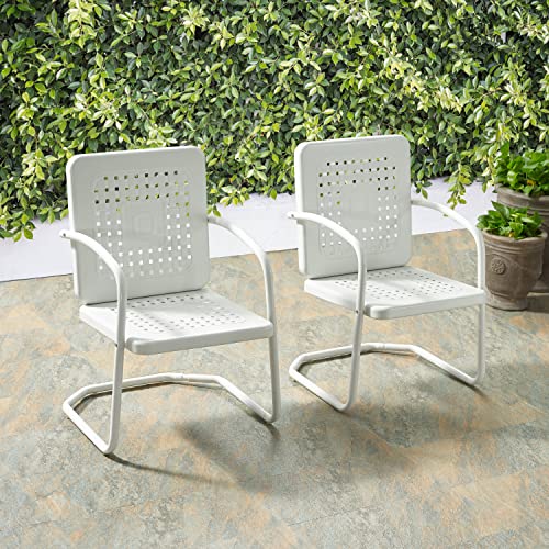 Crosley Furniture Bates 2-Piece Outdoor Chair Set, Retro Metal Patio Chairs for Dining, Porch, Deck, Balcony, White Gloss by Crosley Furniture - Image 6